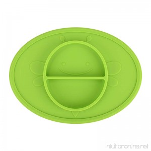 Silicone Baby Plate Safe Mini Feeding Placemat for Toddler Kids Infant with Strong Suction FDA Approved BPA Free (Green) - B07FRJ8S47